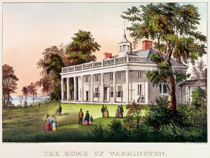 The Home of George Washington, Mount Vernon, Virginia, published Nathaniel Currier (1813-88) and Jam from American School