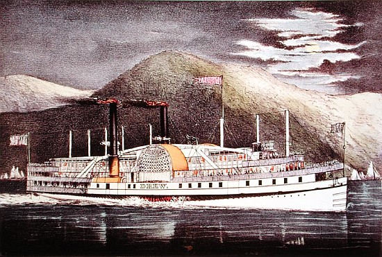 Steamer Drew, published Nathaniel Currier (1813-88) and James Merritt Ives (1824-95) from American School