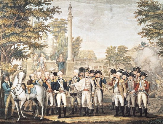 The British Surrendering to General Washington after their Defeat at Yorktown, Virginia, October 178 from American School