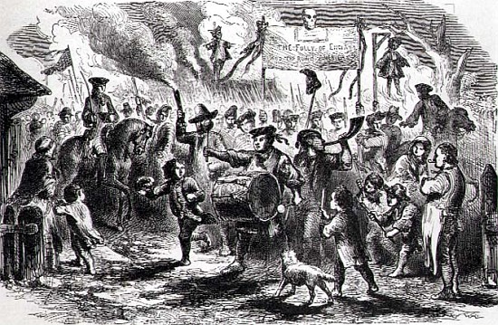 The Stamp Act Riots at Boston, 25th August 1765, from ''Youth''s History of the United States by Ell from American School