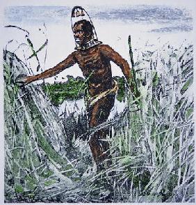Runaway slave (coloured engraving)