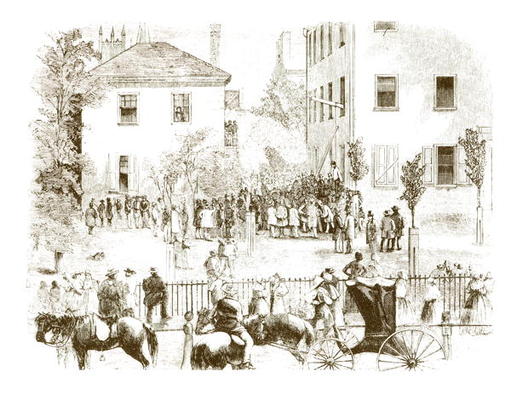 A lynching in Kentucky, 1850s (engraving) (b/w photo) from American School, (19th century)