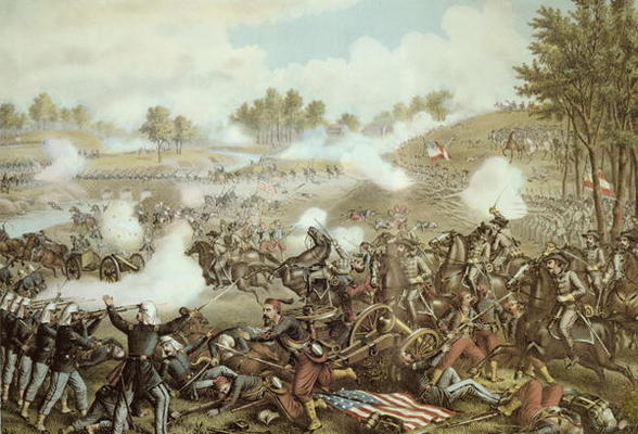 Battle of First Bull Run, 1861 (litho) from American School, (19th century)