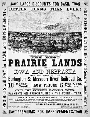 Land sale poster, 1875 (print) from American School, (19th century)