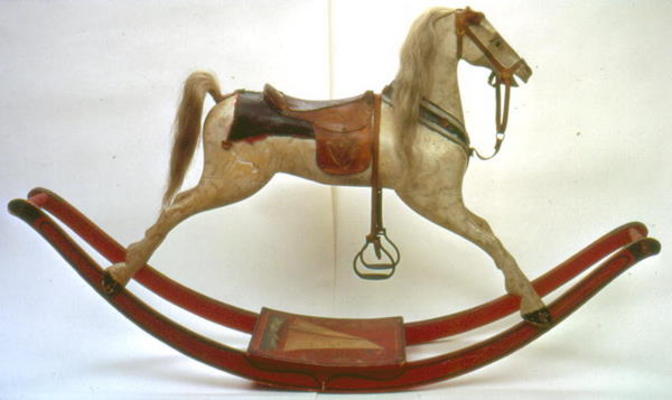 Rocking horse (wood & leather) from American School, (19th century)