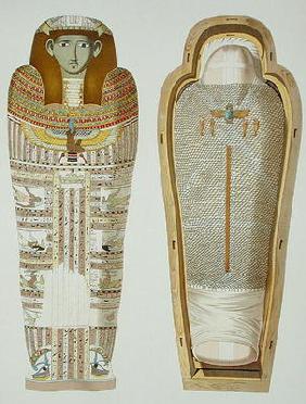 Case and mummy in its cerements from Gizeh, Volume II, plate XXVI from 'Ancient Egypt' by Samuel Aug
