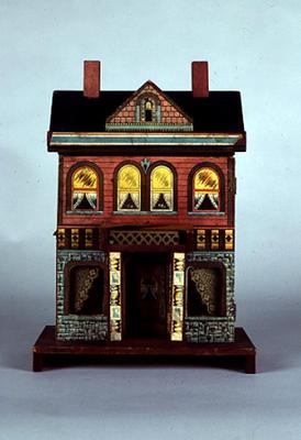 A Small R. Bliss multicoloured lithographed doll's house, c.1920 (mixed media on wood) from American School, (20th century)