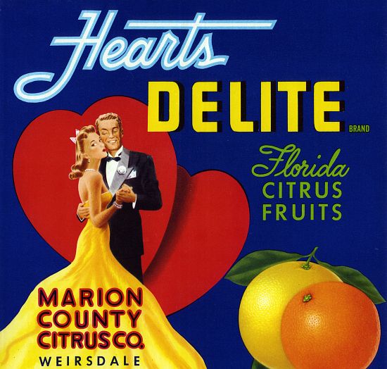 Hearts Delite Fruit Crate Label from American School, (20th century)