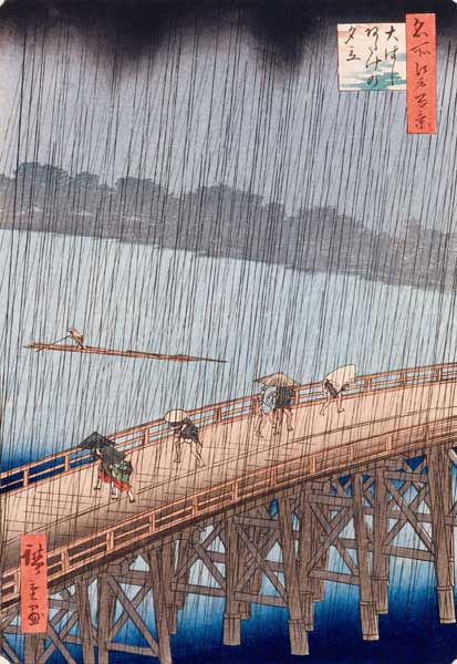 Sudden Shower on Ohashi Bridge at Ataka, from the series ''100 Views of Edo'', 1857 (see also 66101) from Ando oder Utagawa Hiroshige