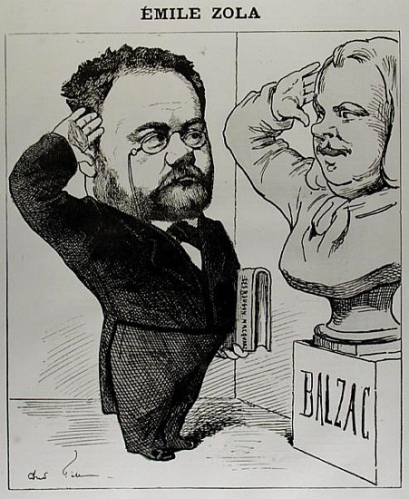 Caricature of Emile Zola (1840-1902) Saluting a Bust of Honore de Balzac (1799-1850) 1878 from Andre Gill
