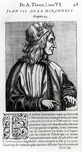 Giovanni Pico della Mirandola, from ''Les Vrais Pourtraits et vies des hommes illustres'' by Andre T