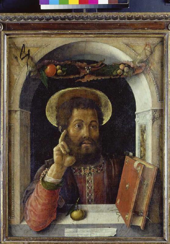 Brustbild eines heiligen Apostels in Fensterrahmung from Andrea Mantegna