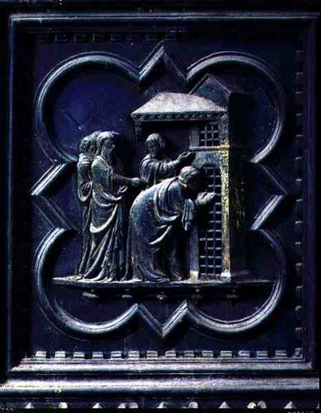 The Disciples Visit St John the Baptist, thirteenth panel of the South Doors of the Baptistery of Sa from Andrea Pisano