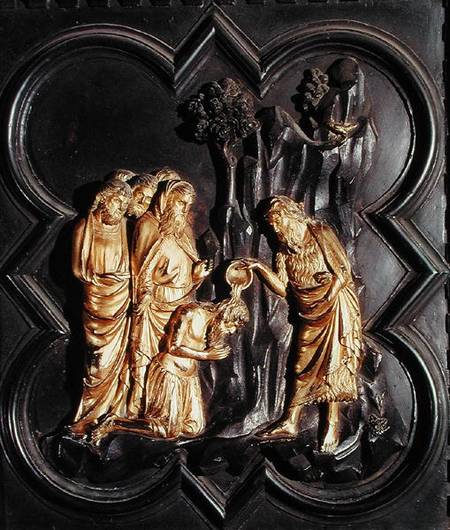 St. John the Baptist baptising in the River Jordan, from the south doors of the Baptistry of San Gio from Andrea Pisano