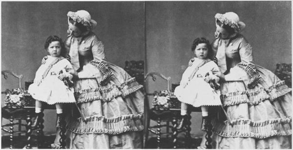 Empress Eugenie and Prince Eugene Louis Napoleon Bonaparte, c.1858-59 (stereoscopic photo) (b/w phot from Andre Adolphe Eugene Disderi