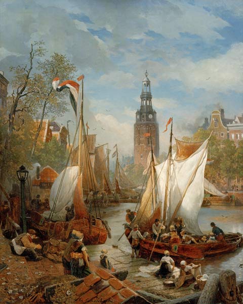 Hafenszene in Amsterdam from Andreas Achenbach