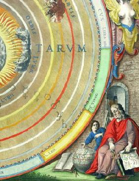An Astronomer, detail from a map of the planets, from 'A Celestial Atlas, or The Harmony of the Univ