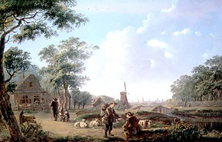 Rustic figures on the outskirts of a Dutch Town from Andries Vermeulen