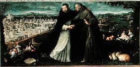 The meeting of St Francis of Assisi and St Dominic in Rome