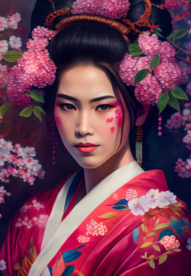 Blühende Schönheit: Eine Geisha im Farbenrausch der Natur