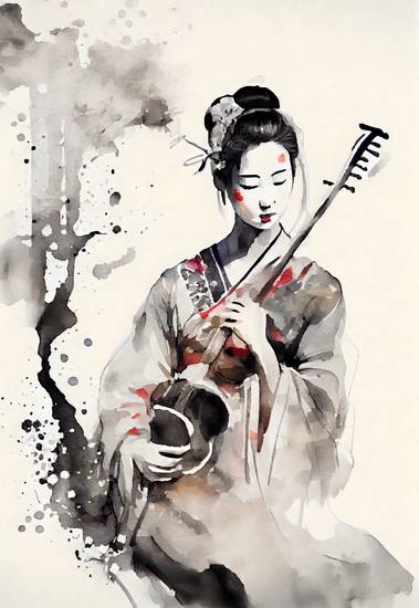 Kunst des Klangs: Geisha und die Harmonie der Geige