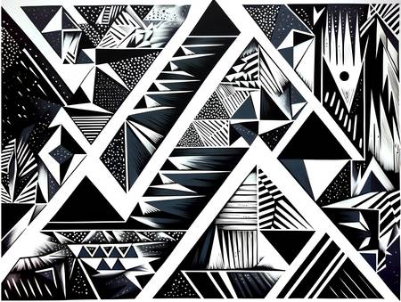 Zeitgenössische Geometrie Dreiecke und Textur in Schwarz-Weiß