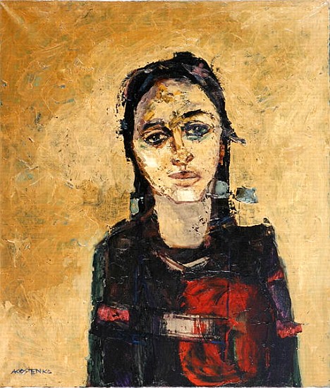 Portrait of a Girl on Gold (oil on canvas)  from Anna  Kostenko