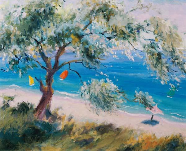 Looking on to a beach (oil on canvas) 