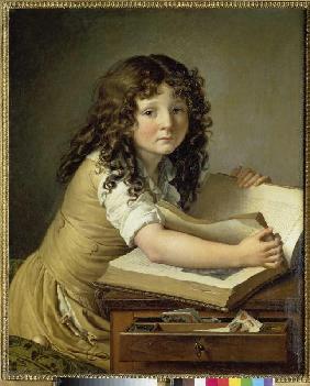 Junges Mädchen beim Betrachten eines Bilderbuches.