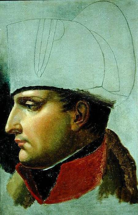 Unfinished Portrait of Napoleon I (1769-1821) formerly attributed to Jacques Louis David (1748-1825) from Anne-Louis Girodet de Roucy-Trioson