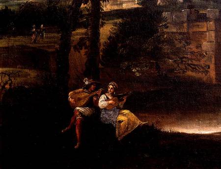 Roman Landscape with a Bridge  (detail of 186429 and 186430) from Annibale Carracci