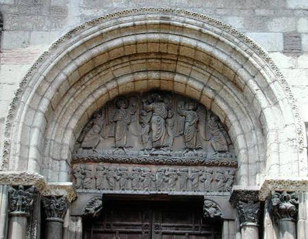 The Ascension, tympanum from the Porte Miegeville from Anonym Romanisch