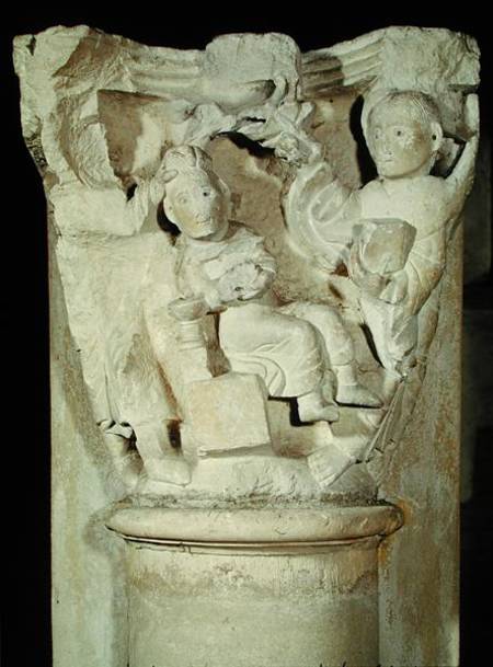 Capital with a relief depicting the Sacrifice of Abraham from Anonym Romanisch