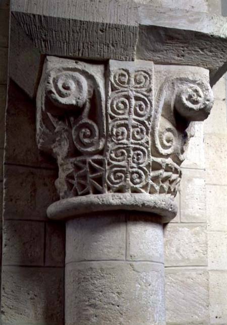 Carved column decorated with croziers and spirals from Anonym Romanisch