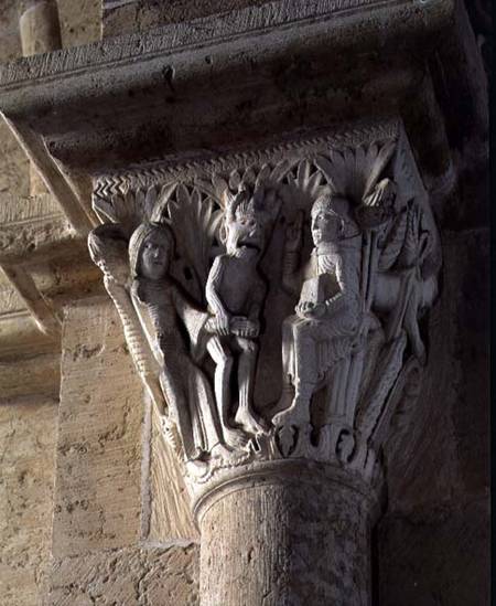 Column Capital depicting St Benedict performing an exorcism from Anonym Romanisch