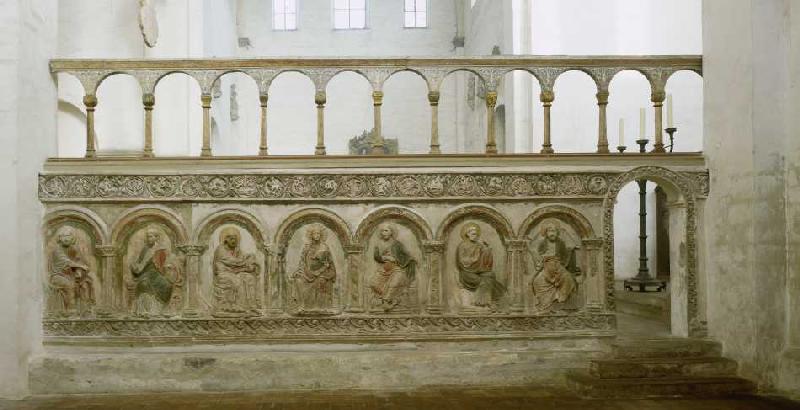 Maria mit dem Kind umgeben von 6 Aposteln (Südliche Chorschranke). Ende 12. Jh. from Anonym Romanisch
