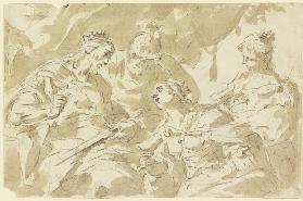 König, Krieger und zwei Frauen (Die Frauen des Darius vor Alexander?)