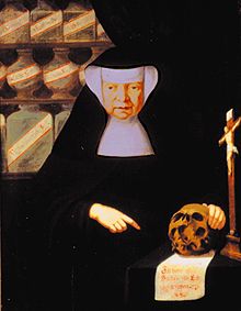 Bildnis einer Grauen Schwester in der Apotheke der Tugenden from Anonym (Breslauer Maler)