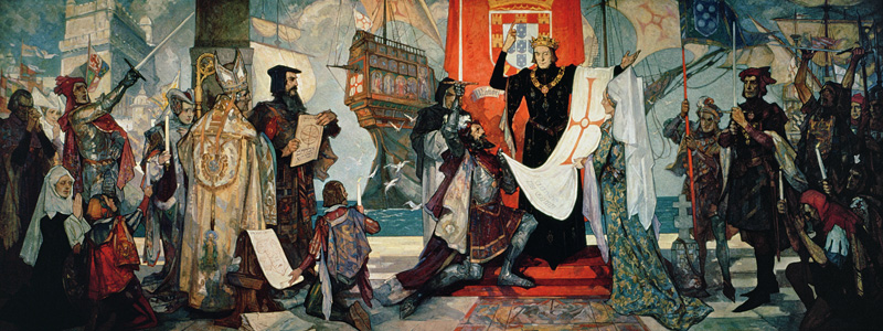 Departure for the Cape, King Manuel I of Portugal blessing Vasco da Gama and his expedition, c.1935 from Anonymous