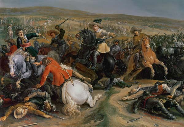 Gustavus II Adolphus, King of Sweden (1595-1632) leading a cavalry charge at the Battle of Lutzen from Anonymous