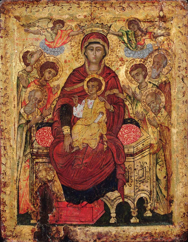 Madonna and Child enthroned with SaintsGreek Islands icon from Anonymous