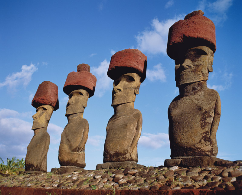 Monolithic Statues on Ahu Nau Nau at Anakena Beach from Anonymous