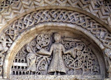 Apparition of the Son of Man to John the Evangelistcarved tympanum from Anonymous