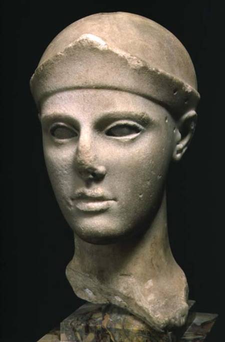 The Athena of Aegina, wearing a helmet, head of a statue, Greek,Aeginetan from Anonymous