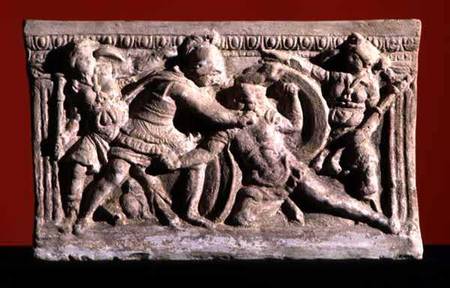 Battle scene from a cinerary urn Etruscan from Anonymous