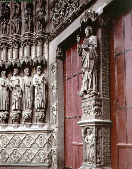Central Portal of the West Facade depicting The Last Judgement, detail of statues of the Apostles,th from Anonymous