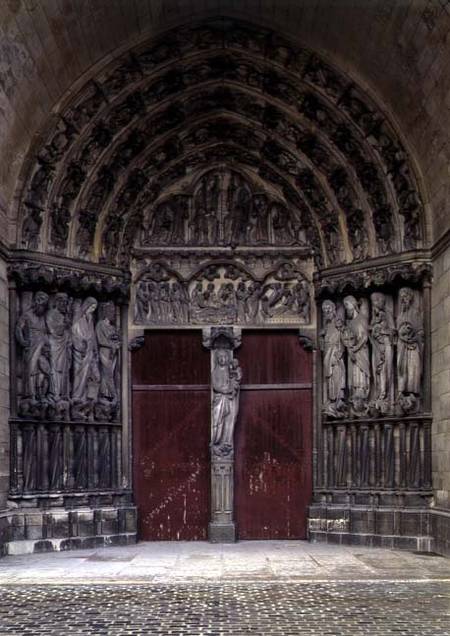 Central portal of the west facade with tympanum depicting The Triumph of the Virgin from Anonymous