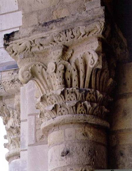 Column capital with stylised foliate designfrom the porch of the church of the Benedictine Abbey from Anonymous