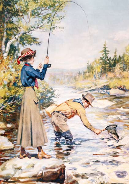 Couple Fishing on a River from Anonymous