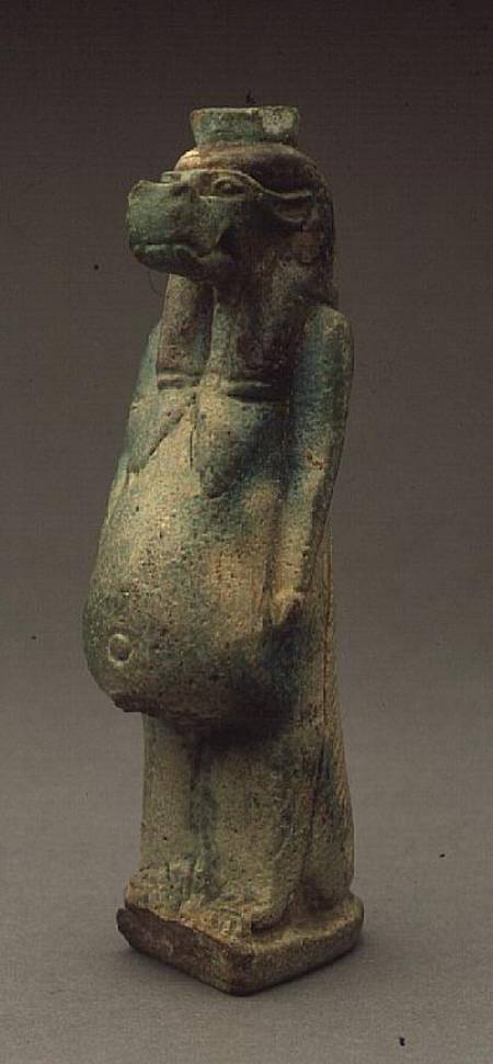 Faience statuette of the goddess Tawereta hippopotamus with crocodile tail from Anonymous